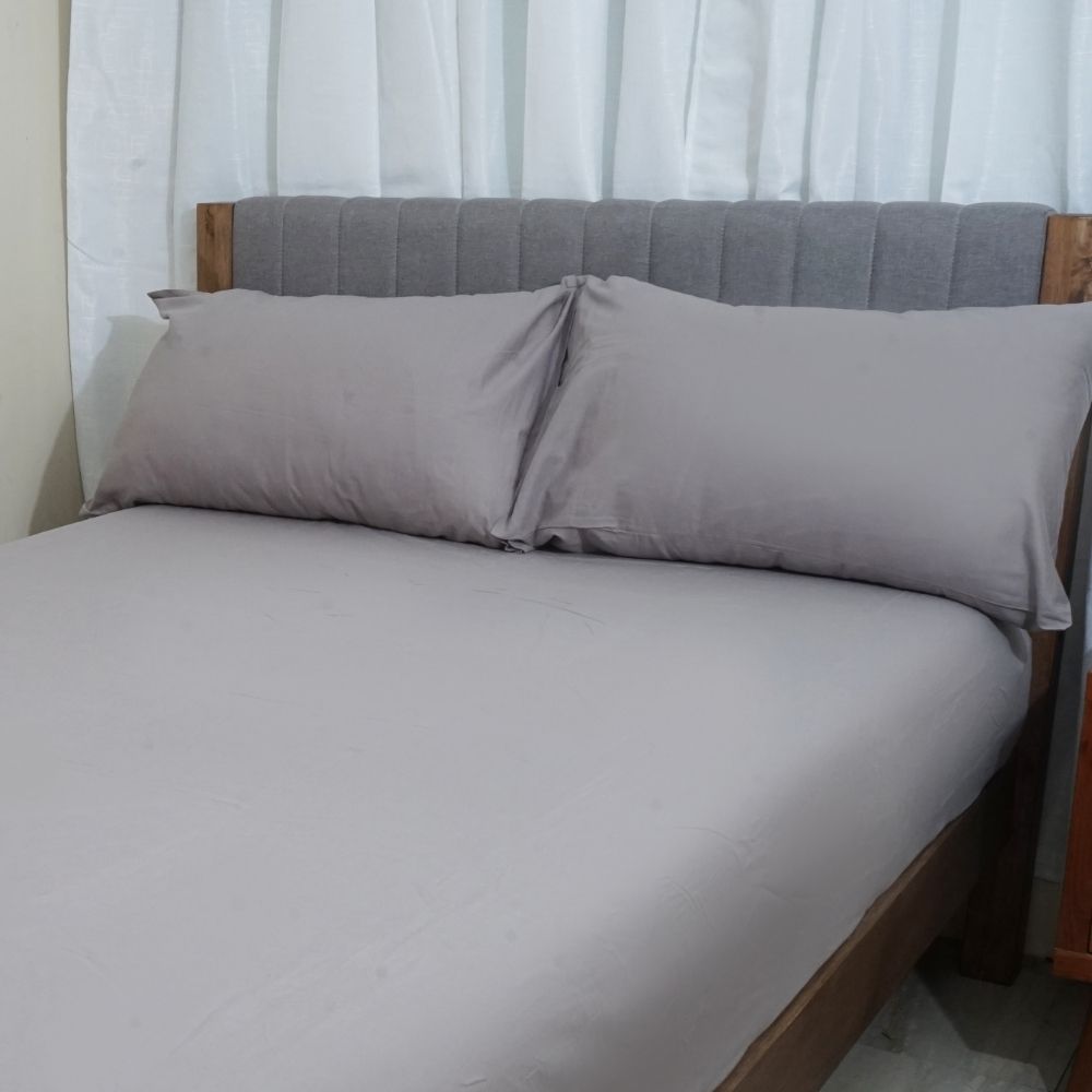 HOMETHREADS 3 Piece Set Bedsheet Gray With Multiple Size Variations