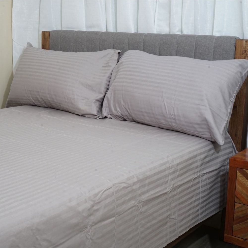 HOMETHREADS 3 Piece Set Bedsheet Hotel Collection Gray With Multiple Size Variations