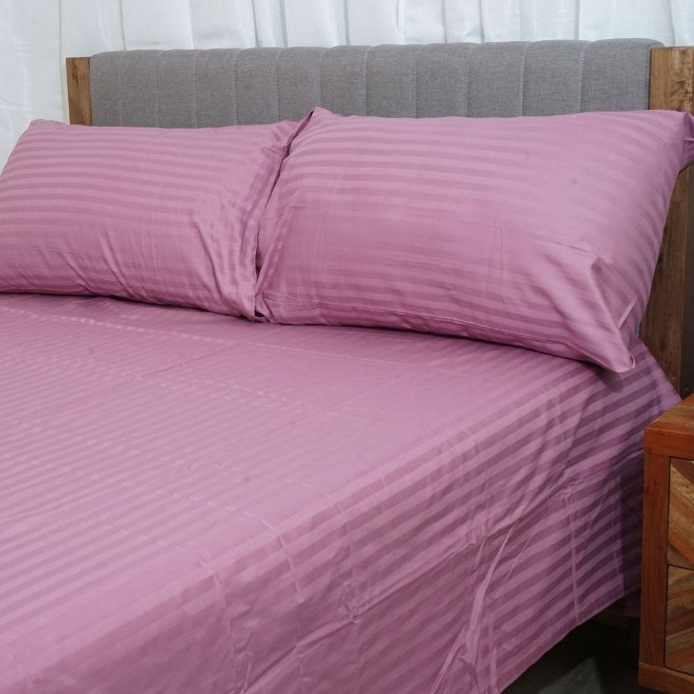 HOMETHREADS 3 Piece Set Bedsheet Hotel Collection Old Rose With Multiple Size Variations