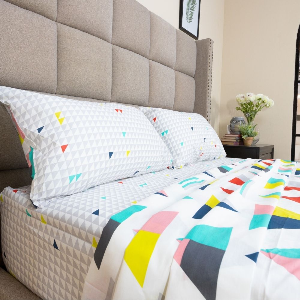 LIFESTYLE PICK N' GO 4 Piece Set Bedsheet Cotton-Blend Cleo With Multiple Size Variations