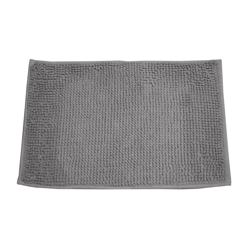 BARE FOOT Chenille Bathroom Rug Dark Gray With Multiple Size Variations