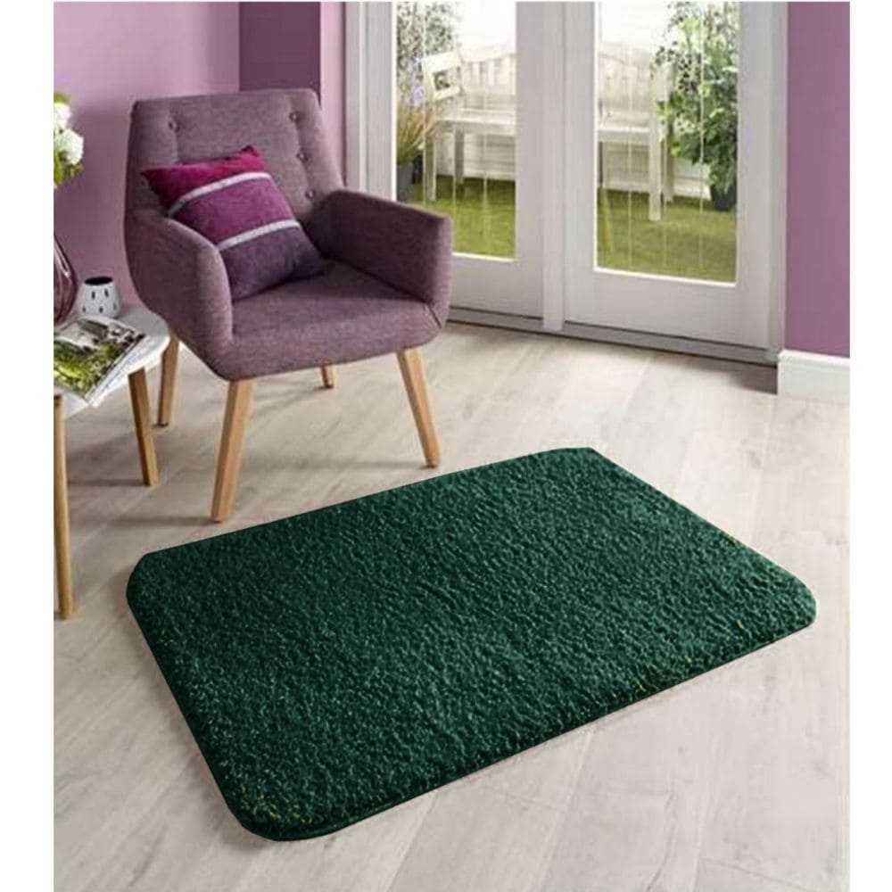 BARE FOOT Microfiber Bathroom Rug Green With Multiple Size Variations