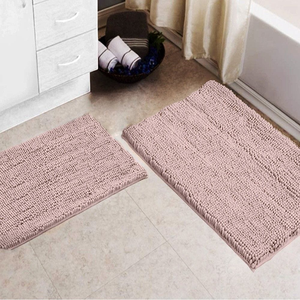BARE FOOT Chenille Bathroom Rug Rose Smoke With Multiple Size Variations