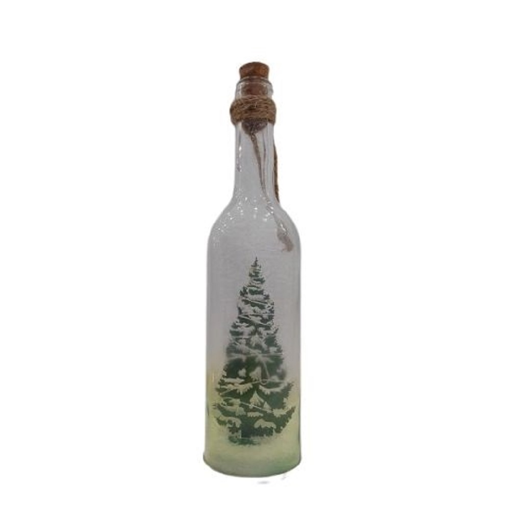 Lighted Bottle with Christmas Ornament