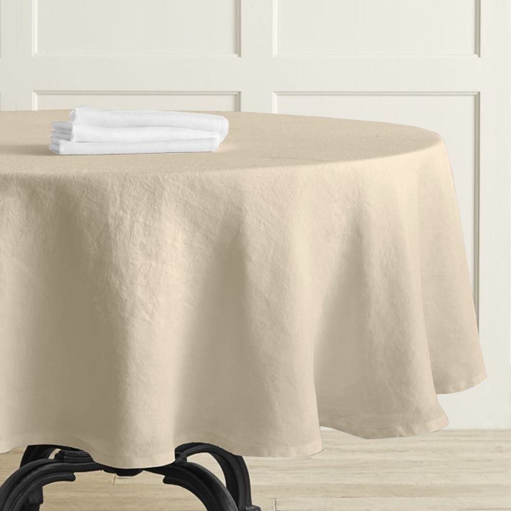 HOMETHREADS Fabric Table Cloth Taupe With Multiple Size Variations