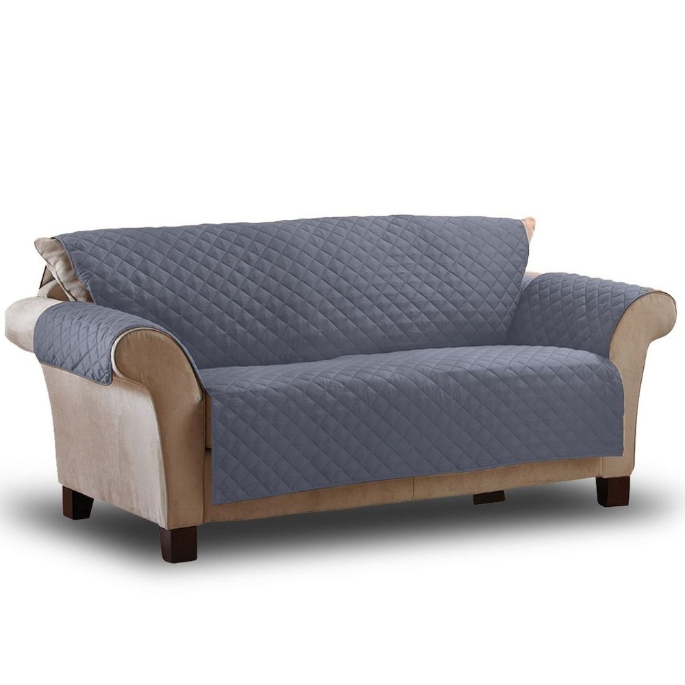 URBAN COMFORT Quilted Sofa Cover Dark Gray With  Multiple Size Variations
