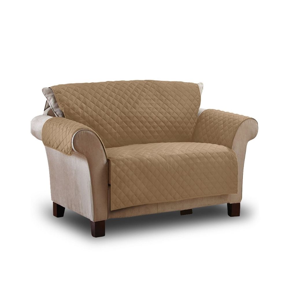 URBAN COMFORT Quilted Sofa Cover Coffee With  Multiple Size Variations
