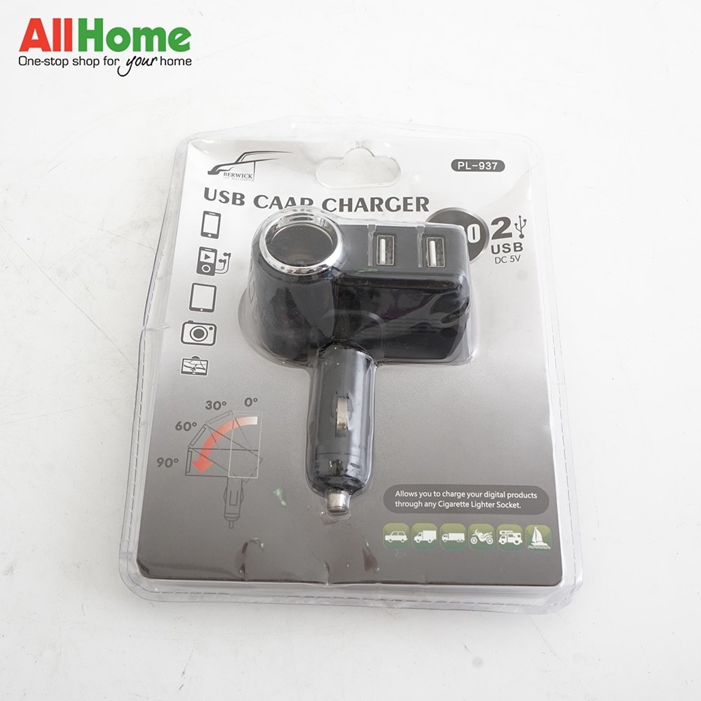 BERWICK LA-2100-2 Car Charger 2 Socket Plus USB