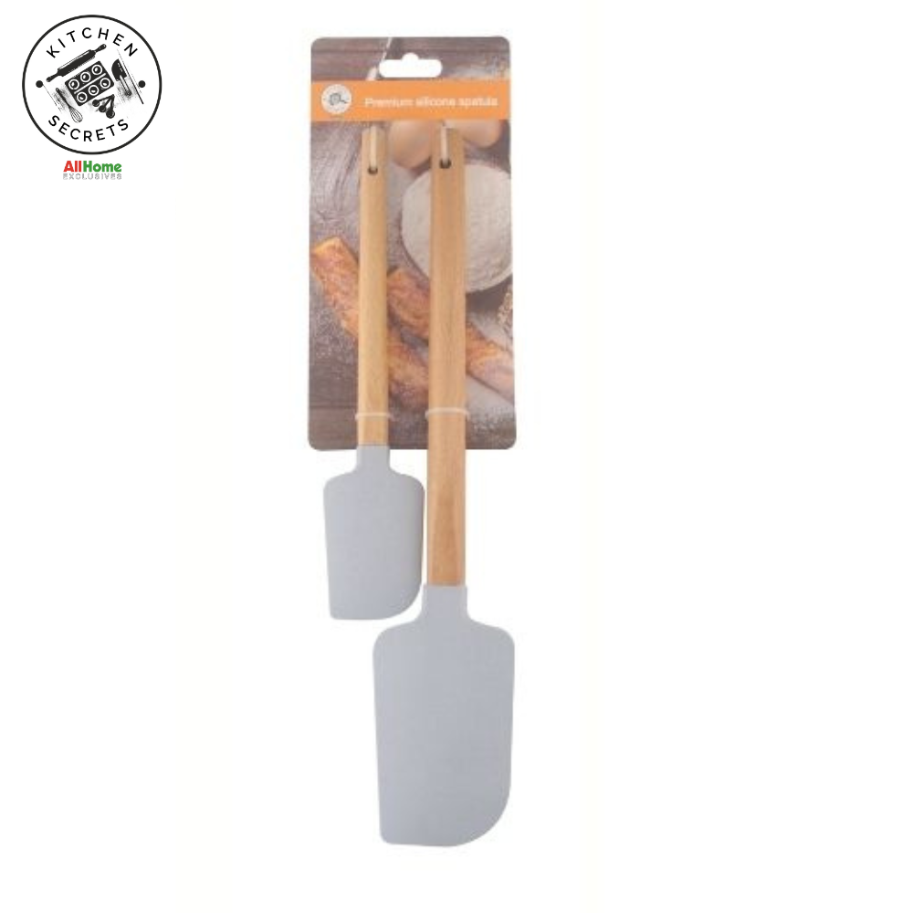 KITCHEN SECRETS STU233 2-pieces Silicone Spatula Set with beechwood handle