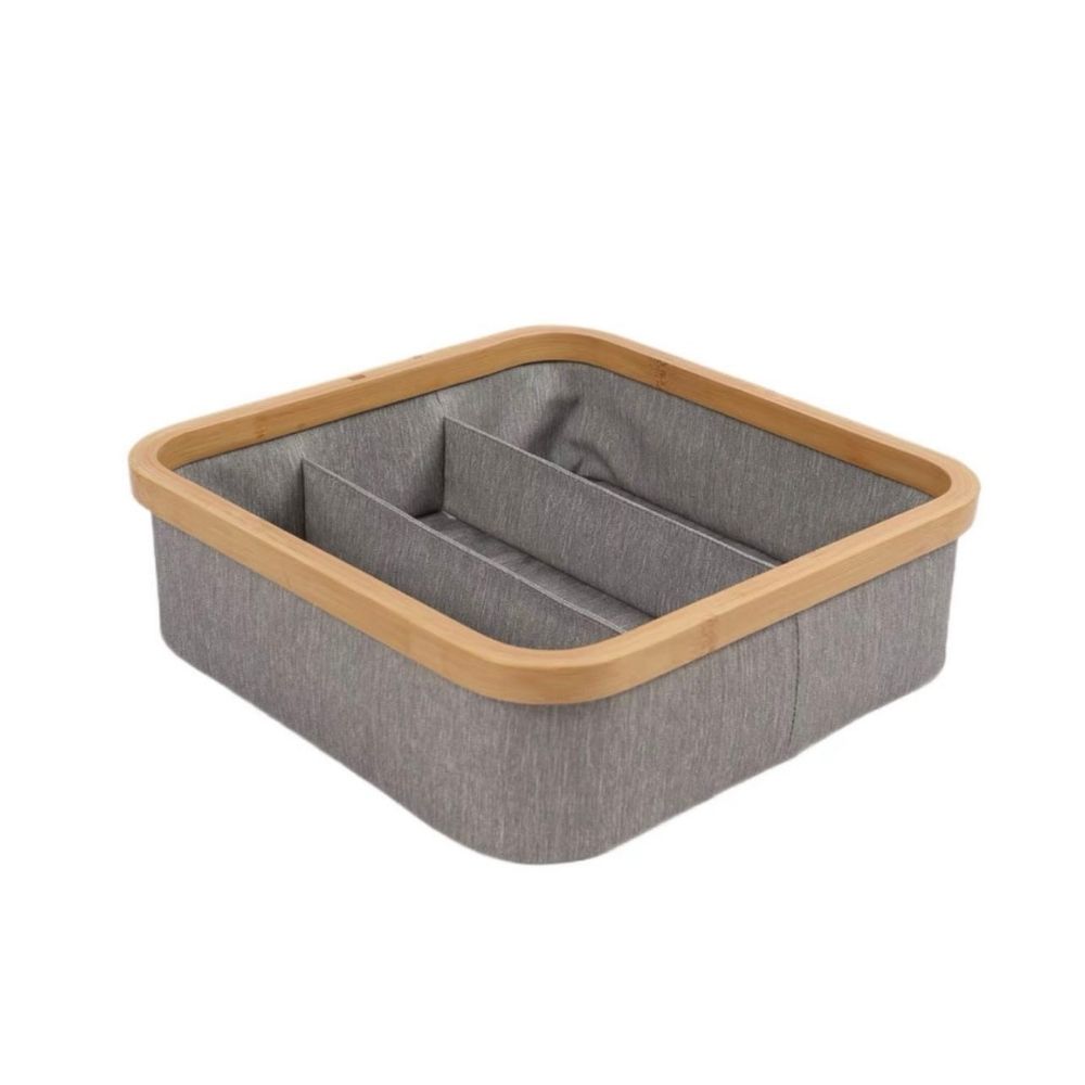 Bamboo Canvass Storage Organizer 3 Compartment