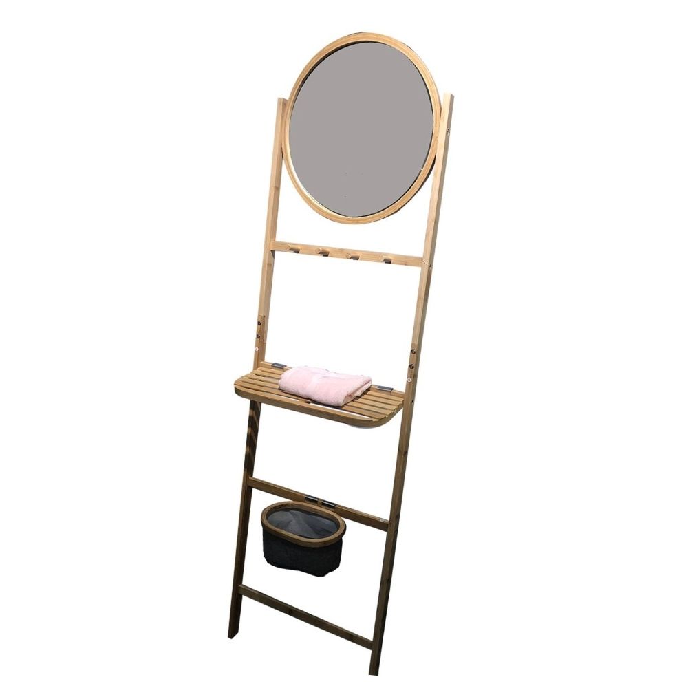 Bamboo Vanity Mirror with Organizer