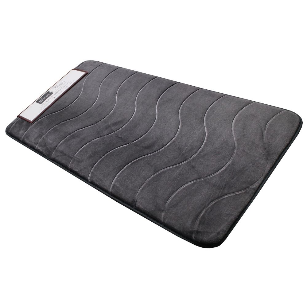 LINENS N' THINGS Memory Foam Bathroom Mat Wave 50X80 Gargoyle