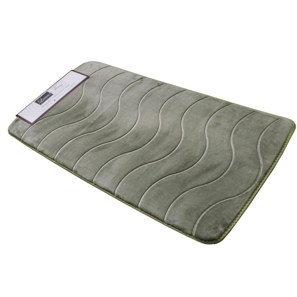LINENS N' THINGS Memory Foam Bathroom Mat Wave 50X100 Seagrass