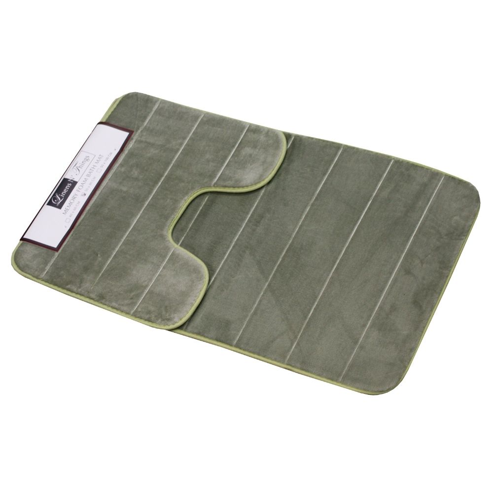LINENS N' THINGS Memory Foam Bathroom Mat Line2 Piece Set Seagrass