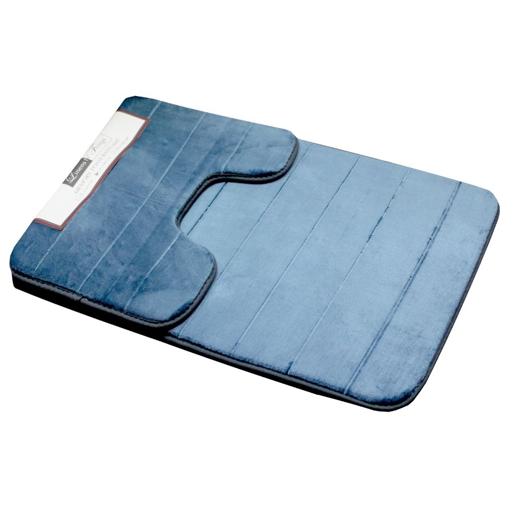 LINENS N' THINGS Memory Foam Bathroom Mat Line2 Piece Set Mallard Blue