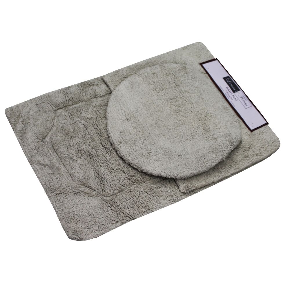 LINENS N' THINGS Cotton Bathroom Rug Turner Collection 3 Piece Set Simple Taupe