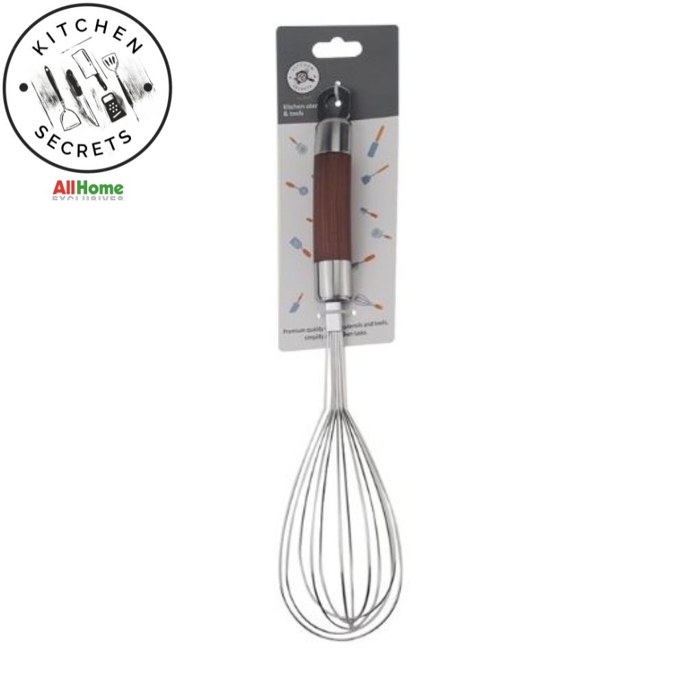KITCHEN SECRETS Stainless Steel Egg Whisk Wood Finish Handle - STU051