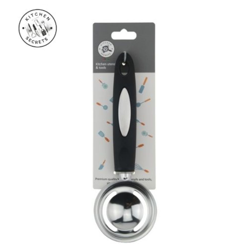 KITCHEN SECRETS Stainless Steel Egg Filter Egg yolk separator Black Handle- STP045