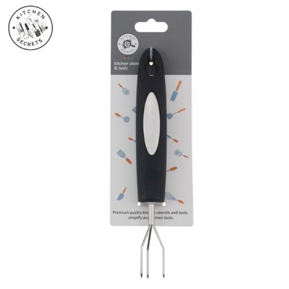 KITCHEN SECRETS Stainless Steel Carving Meat Fork Black Handle - STP059