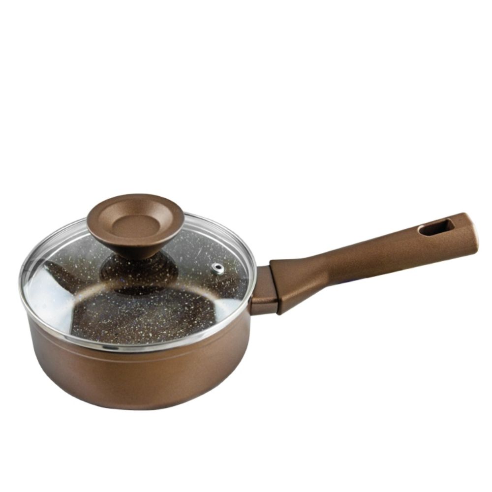 MASFLEX Forged Elegance Series 3 Layer Marble Non-Stick Coating Induction Saucepan with Glass Lid 16cm, Soft Touch Bakelite Handle and Knob