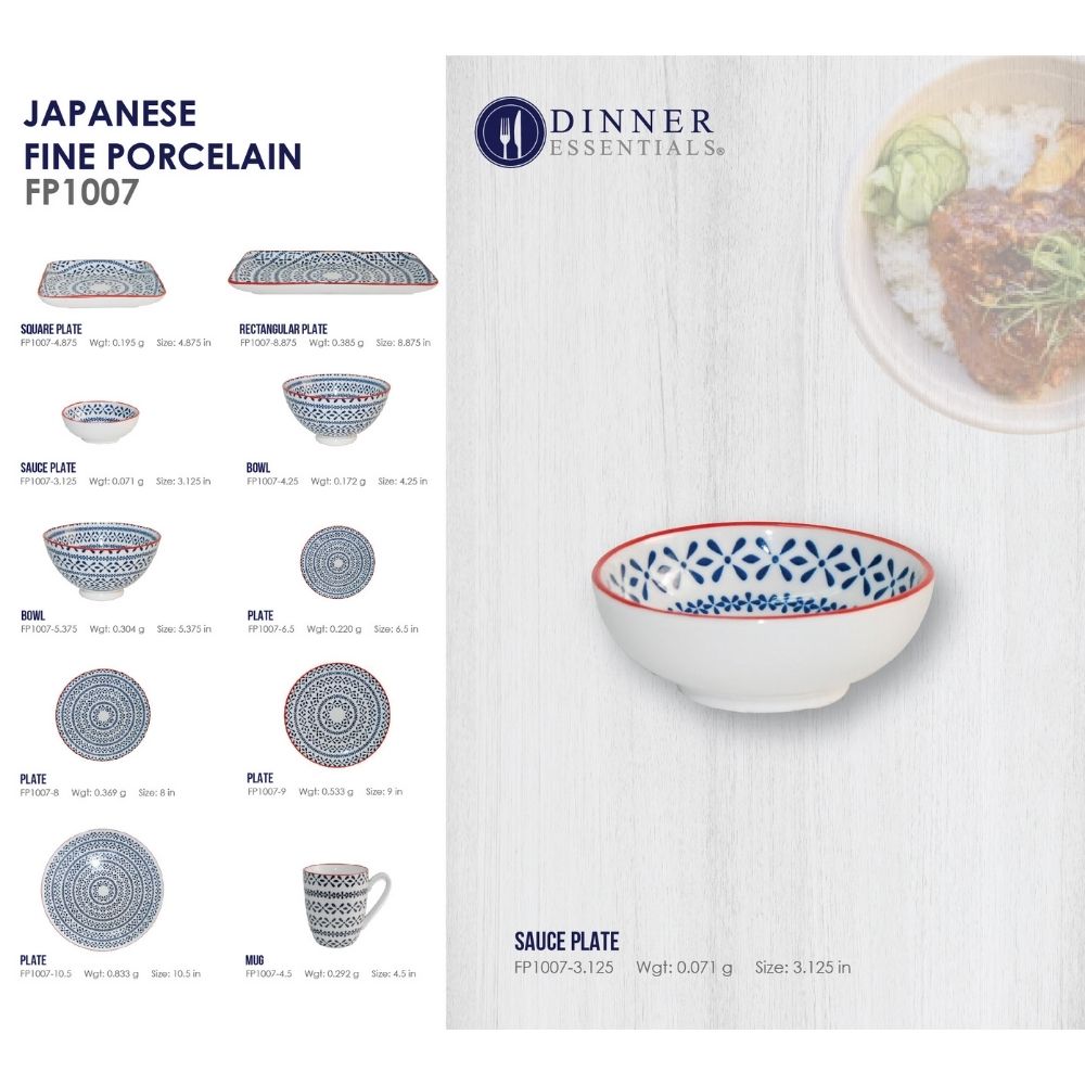 DINNER ESSENTIAL Decorative Printed Sauce Plate 3.125inch (3)