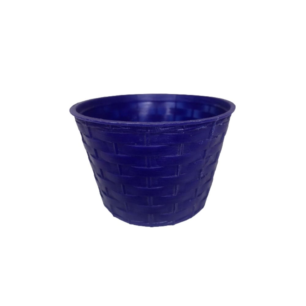 Plastic Pot Mini Basket Design Assorted ColorsDiameter9.8cmBase Diameter 7.5cmHeight 6.5 cm Blue