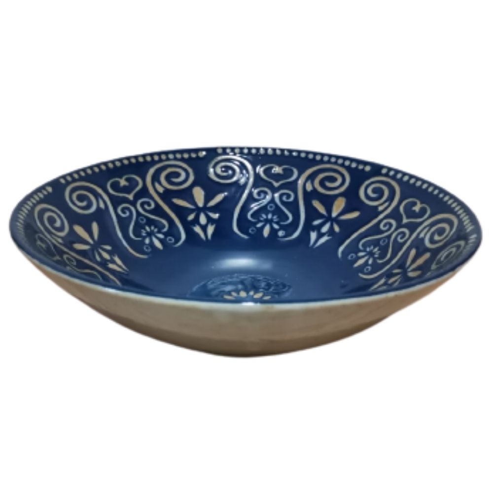 ONAIDA Handpainted Shallow Bowl Midnight Blue