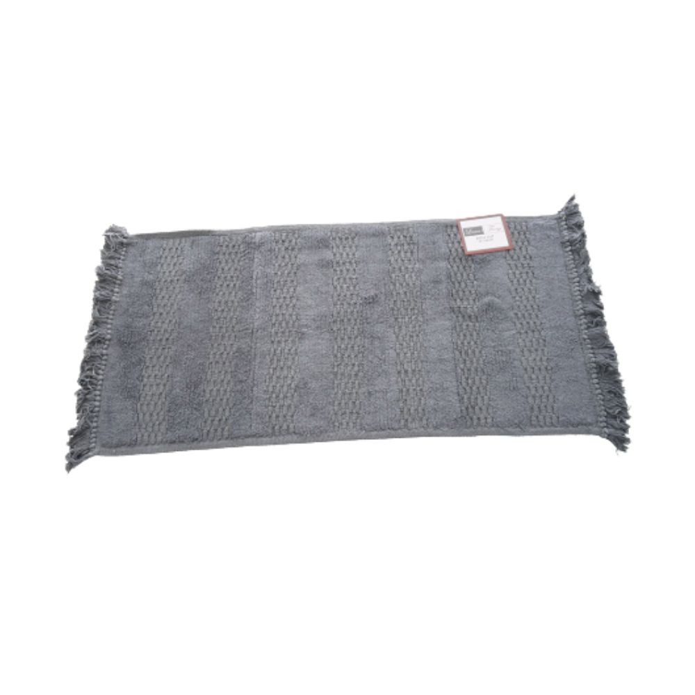 LINENS N' THINGS Cotton Bathroom Rug With Stripes and Tassel 40x60 Gargoyle 