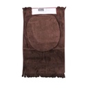 LINENS N' THINGS Cotton Bathroom Rug With Stripes and Tassel 3 Piece Set Pinecone 