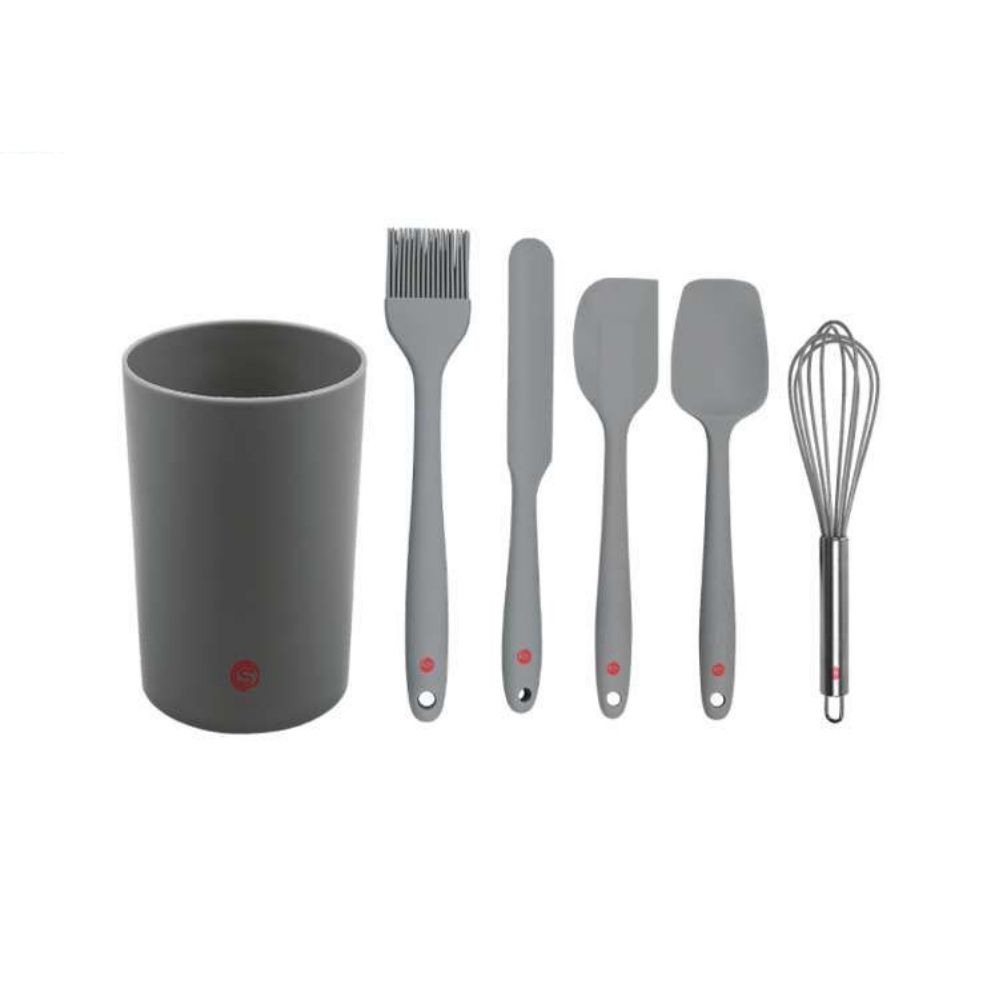 SLIQUE Premium Silicone Kitchen Tools Set w/ Holder Set of 7 Baking Accessories