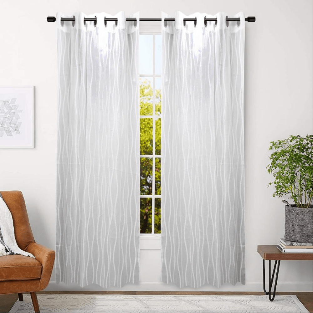 LINENS N' THINGS Window Sheer Curtain Wave 55" x 84" Dark Gray