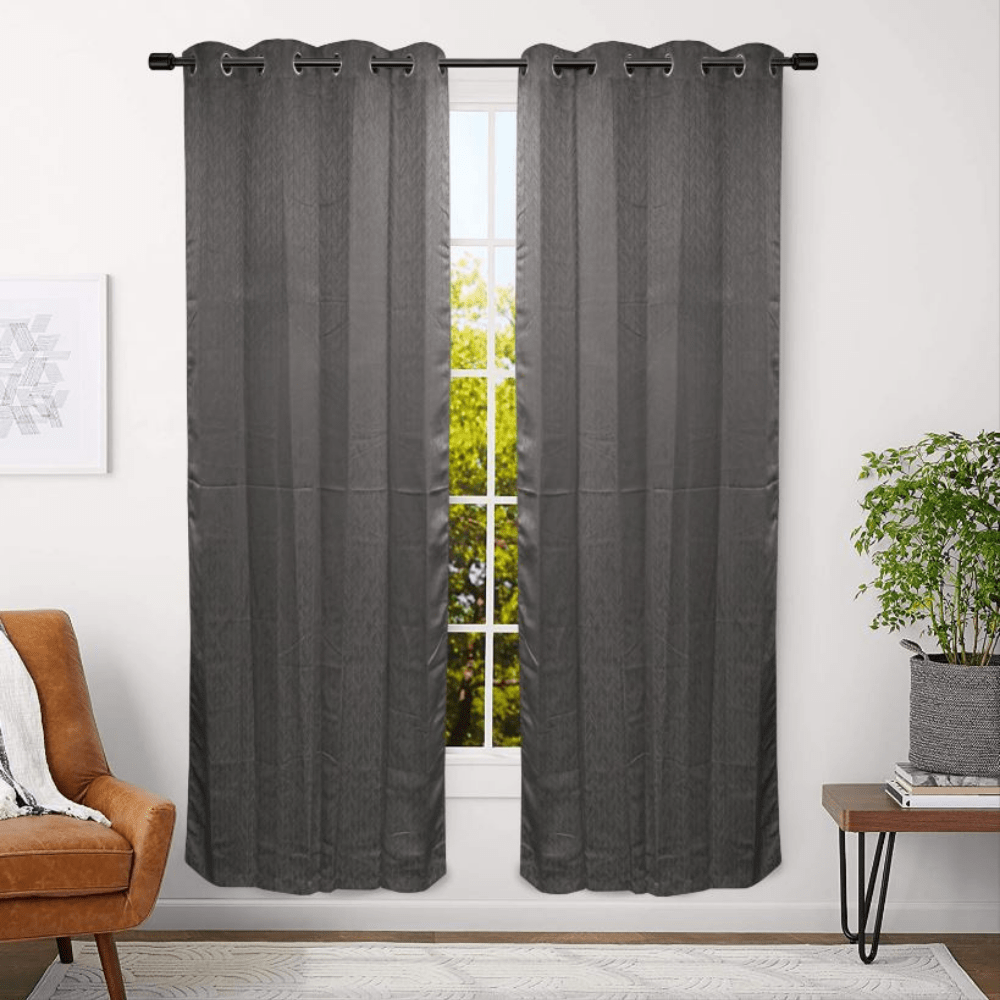 LINENS N' THINGS Window Curtain Jacquard Zigzag 55" x 84" Dark Gray