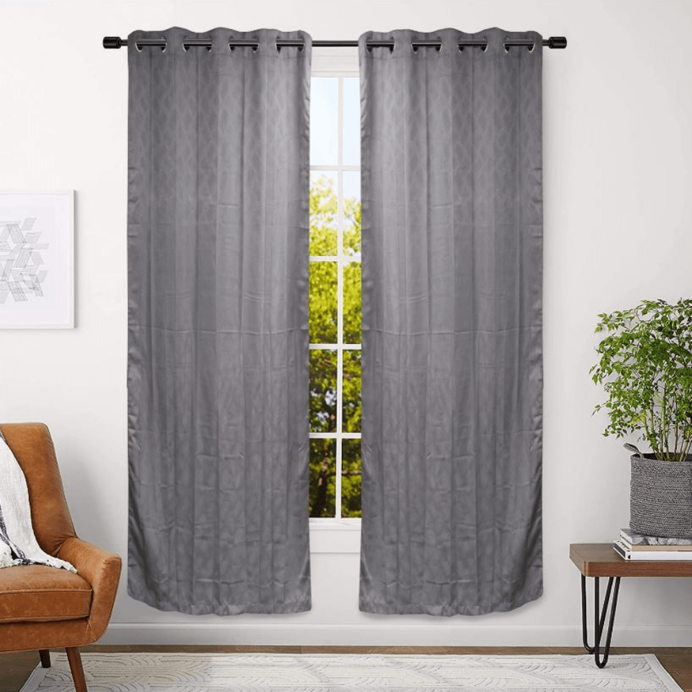LINENS N' THINGS Window Curtain Jacquard Weave 55" x 84" Dark Gray