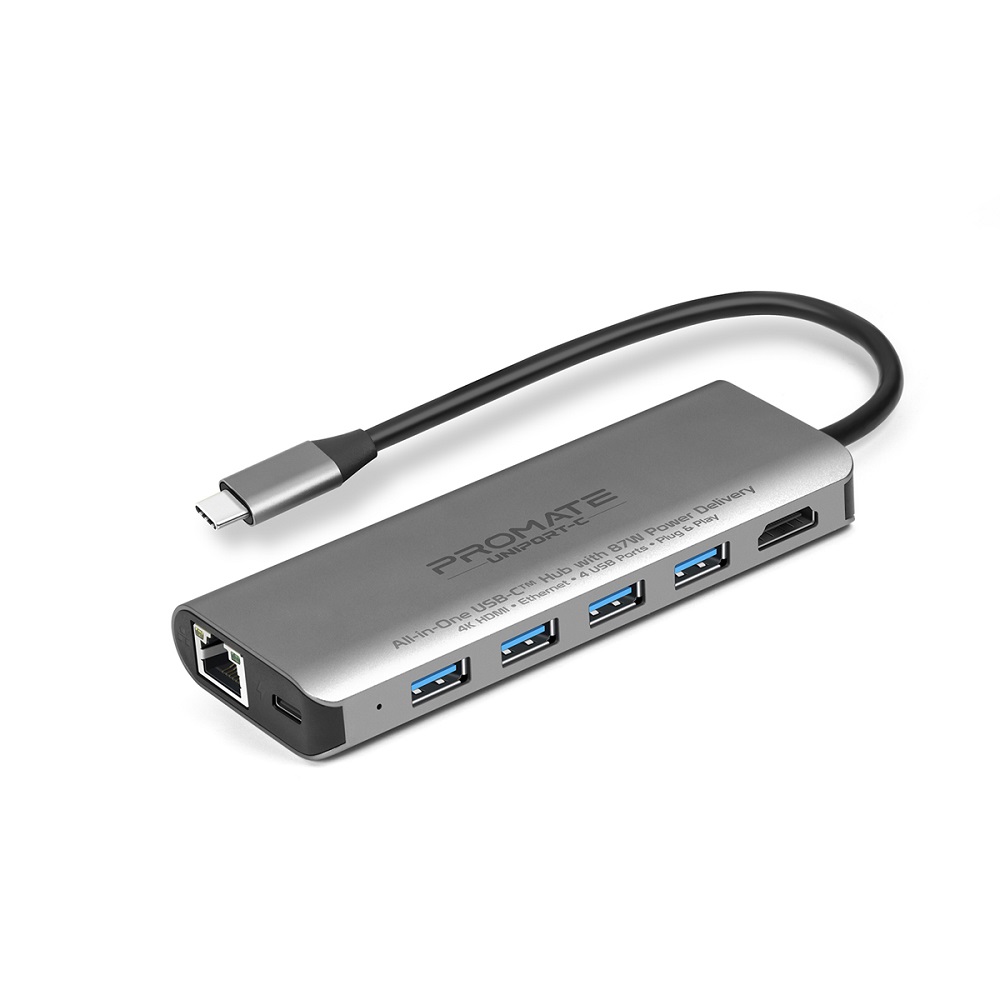 PROMATE Uniport-C USB Hub Gray