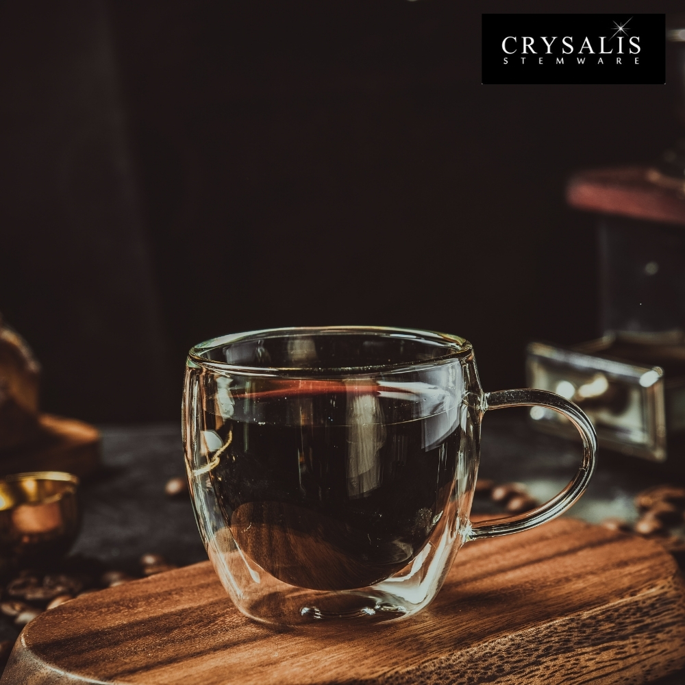 CRYSALIS Espresso Cup Double Wall Glass 90ml Set 2