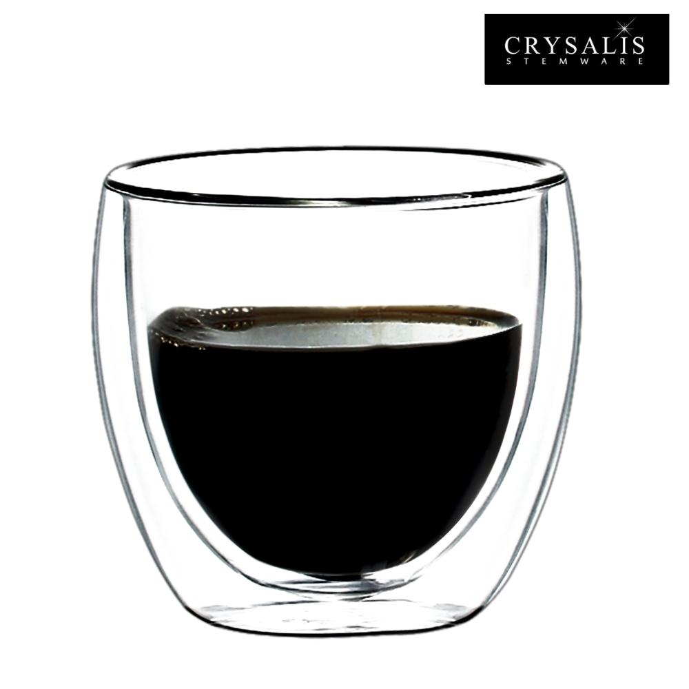 CRYSALIS Coffee Cup Double Wall Glass 80ml Set of 2