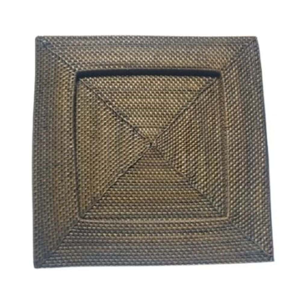 Square Hapao Charger Plate with Groove Dark Brown