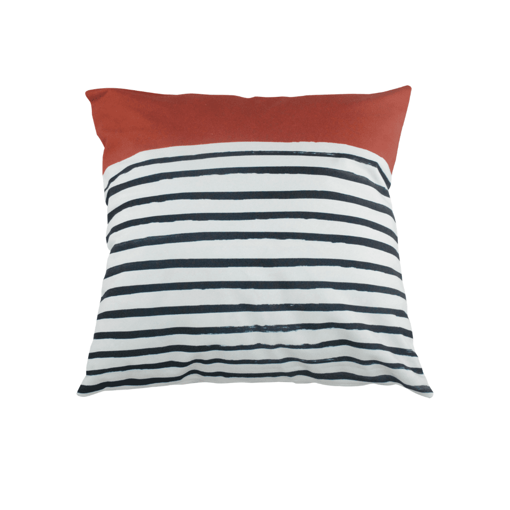 STYLE & COLLECTION Throw Pillow Case Suede 17" x 17" Stripes & Solid Brown