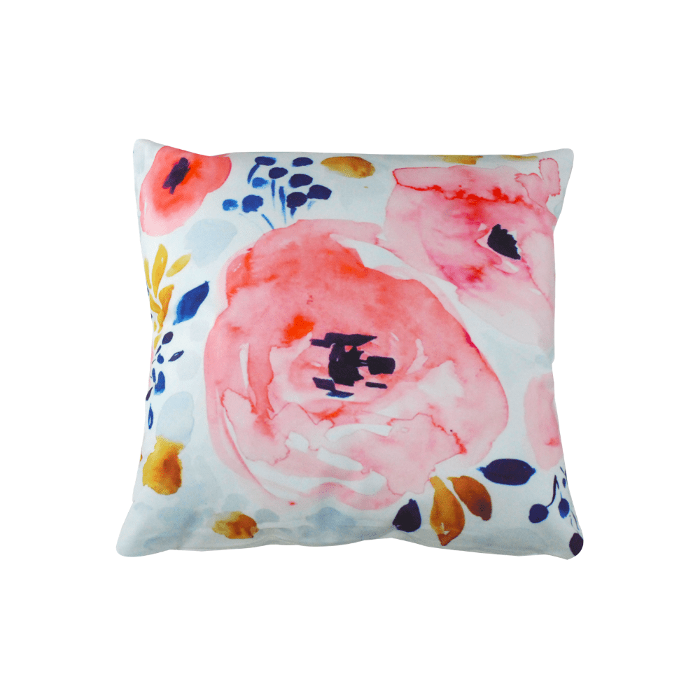 STYLE & COLLECTION Throw Pillow Case Suede 17" x 17" Watercolor Flower 5