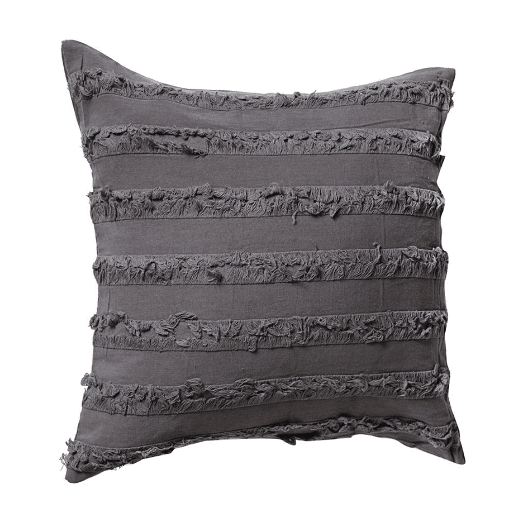 Throw Pillow Case Frayed Plain 17" x 17" Gray