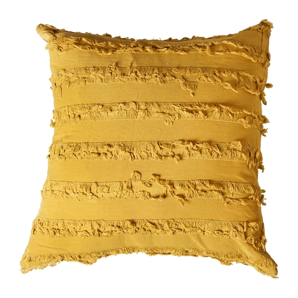 Throw Pillow Case Frayed Plain 17" x 17" Yellow