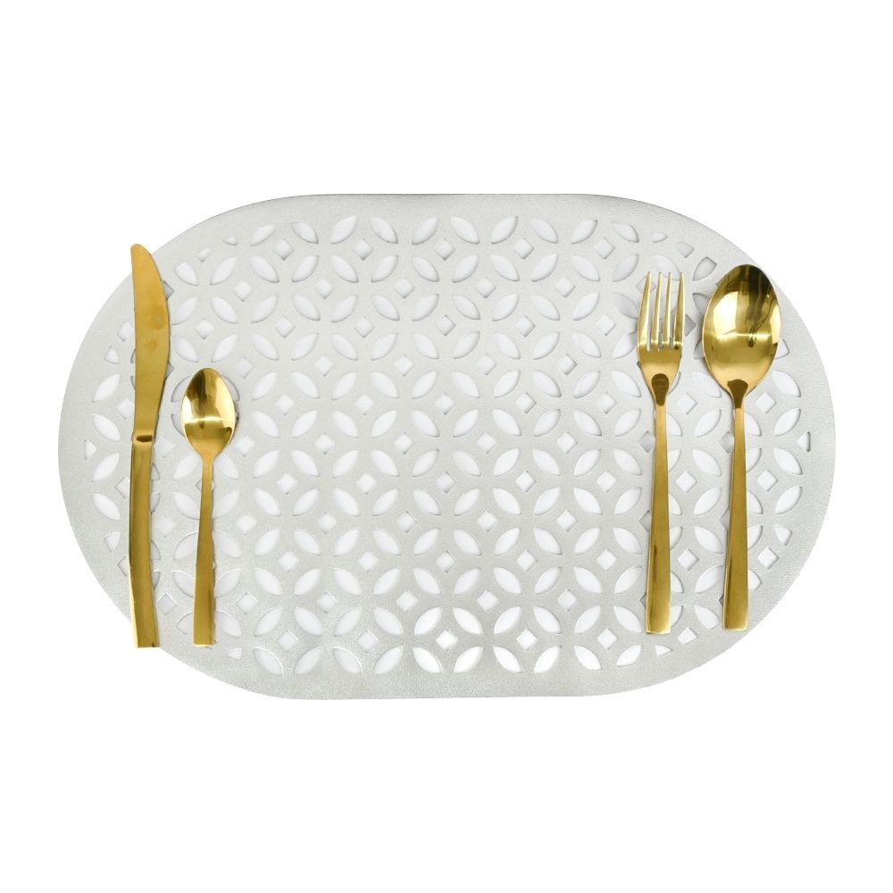 HAPPY TABLE Placemat PVC Oblong Diamond Silver 