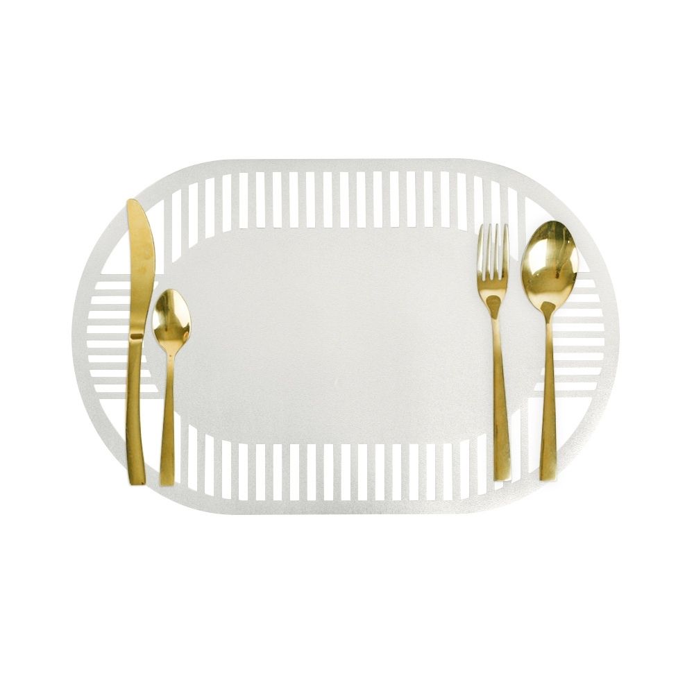 HAPPY TABLE Placemat PVC Oblong Silver