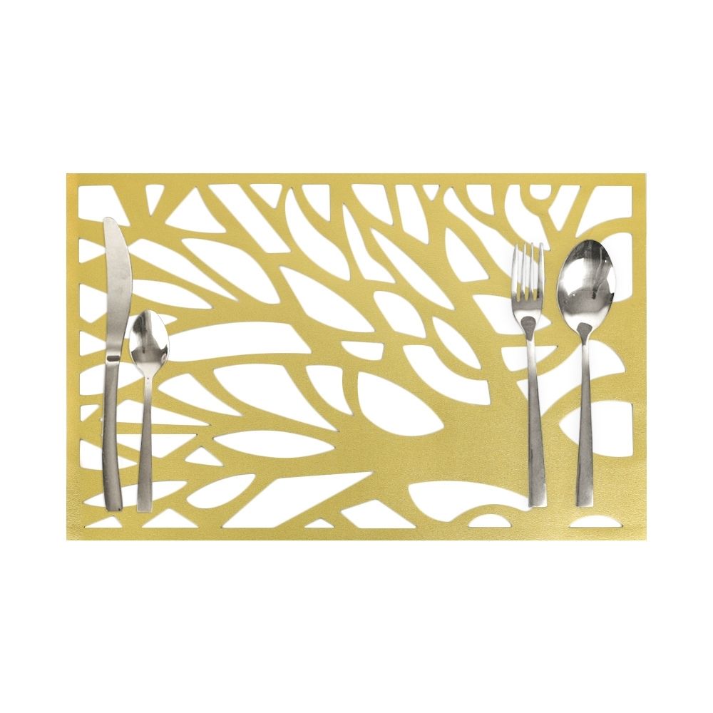 HAPPY TABLE Placemat PVC Tree Branch Pattern Gold