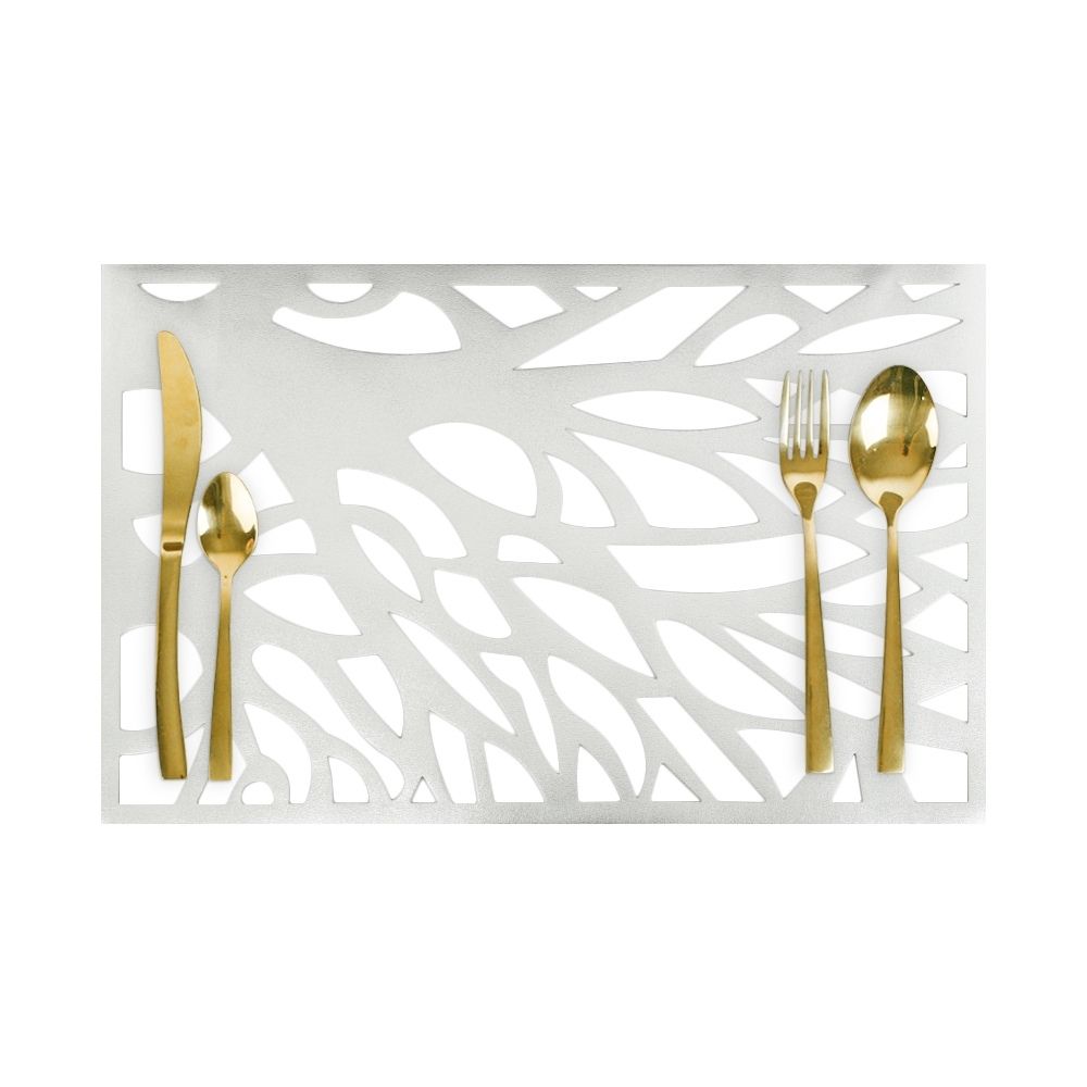 HAPPY TABLE Placemat PVC Tree Branch Pattern Silver