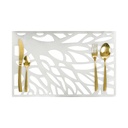 HAPPY TABLE Placemat PVC Tree Branch Pattern Silver