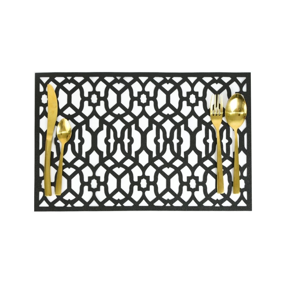 HAPPY TABLE Placemat PVC Greek Pattern Black