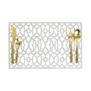 HAPPY TABLE Placemat PVC Greek Pattern Silver