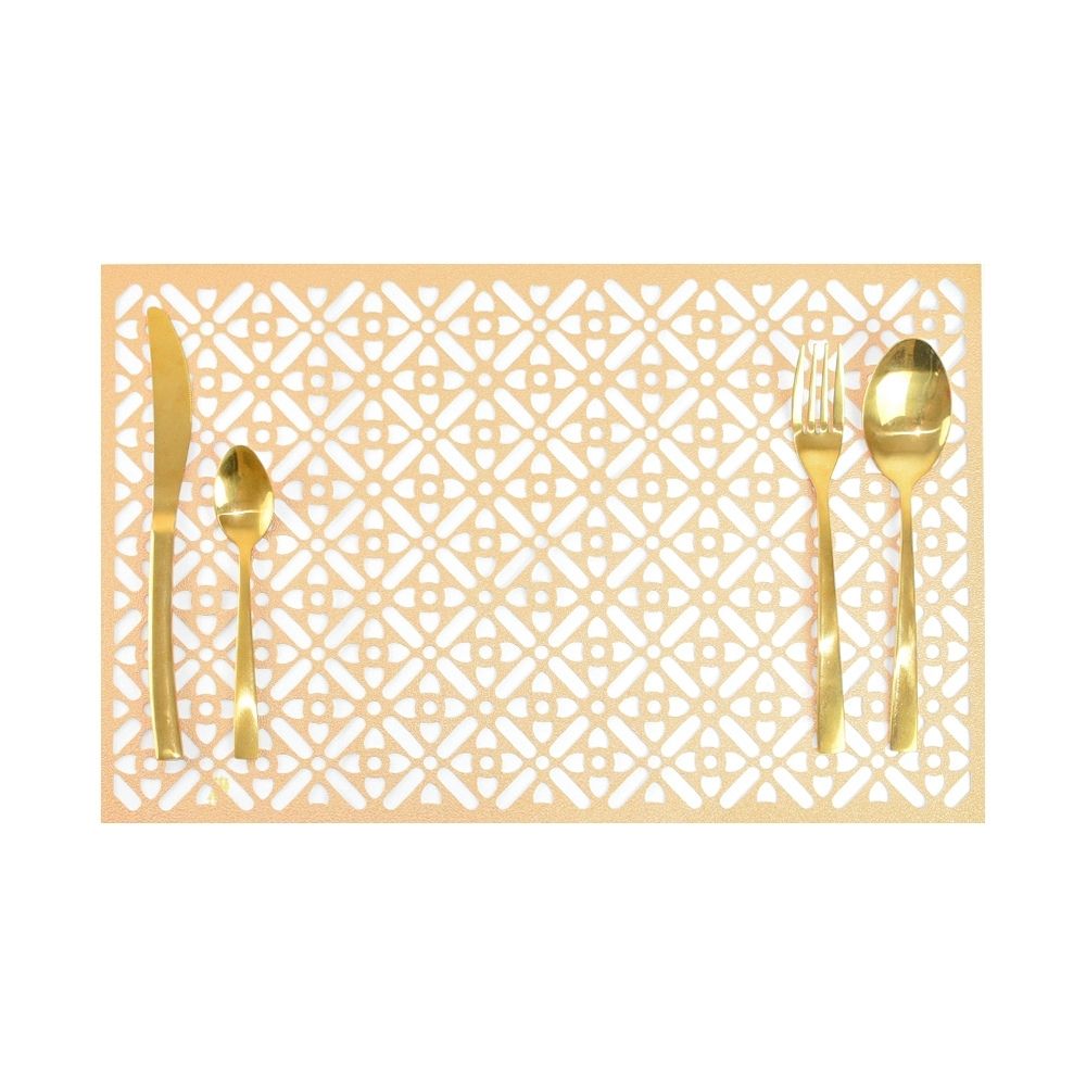 HAPPY TABLE Placemat PVC Slant Square Pattern Beige