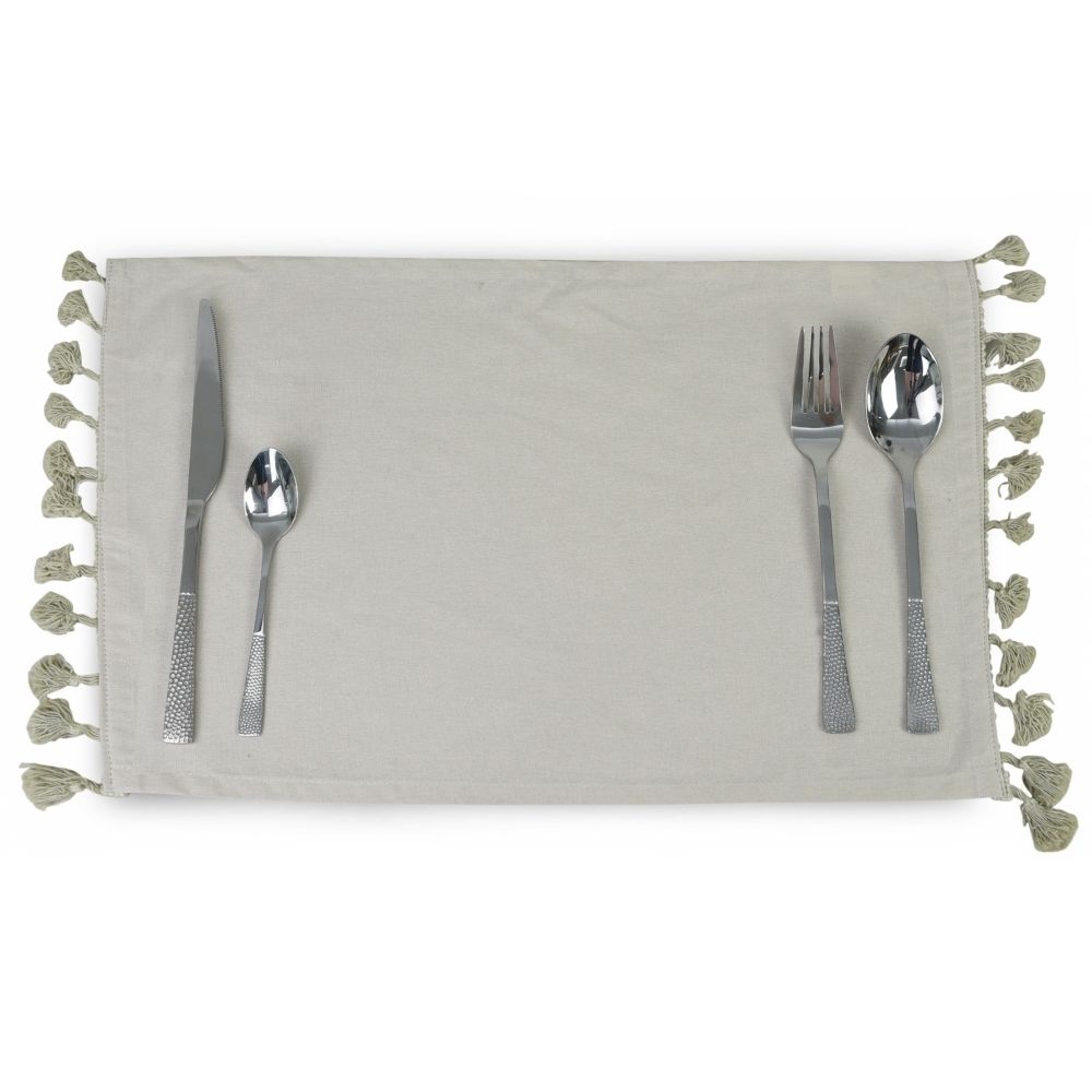 HAPPY TABLE Placemat With Tassel Taupe